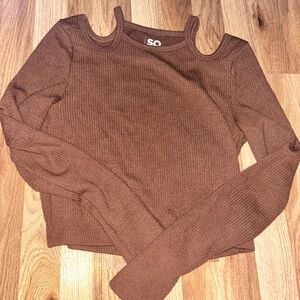 Brown long sleeve crop top